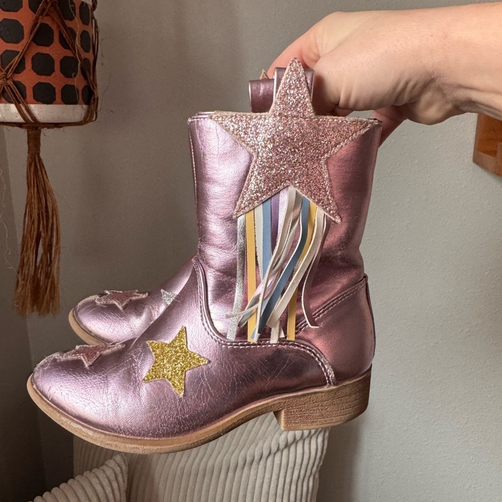 Pink Star Embellished Boots